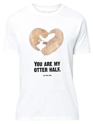 Produktbild von Mr. & Mrs. Panda Tshirt Otter Herz - Weiß - Geschenk, Hochzeitstag, T-Shirt mit Spruch, Oversize Shirt, Liebe
