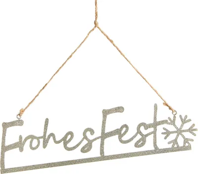 Produktbild von Weihnachten Türschild "Frohes Fest" silber 25,5 x 7 x 0,2 cm