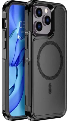 Produktbild von Mobigear Traveller Schutzhülle für iPhone 14 Pro mit MagSafe, Hartschalen-Rückseite, stoßfest - Schwarz