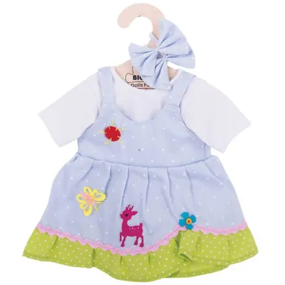 Produktbild von Bigjigs Toys Blaues gepunktetes Kleid mit Hirsch für Puppe 38 cm