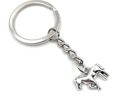 Immagine prodotto di Onwomania Cavallo da passeggio portachiavi in metallo portafortuna in confezione regalo in alluminio, ideale come regalo