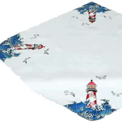 Produktbild von Tischdecke YVONNE Leuchtturm Stickerei Polyester maritim 85 x 85 cm