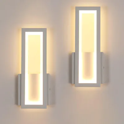 Productafbeelding van Osairous Wandlamp LED, modern design, 2 stuks, 16W, 1800LM, 3000K, wit – wit + warmwit 3000K
