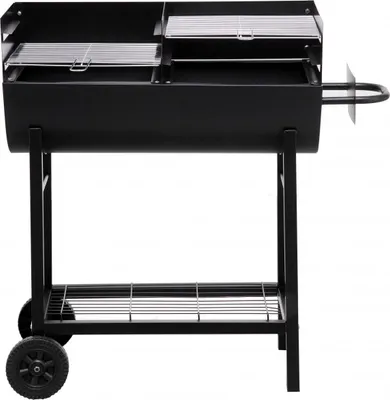 A black charcoal grill on a white background.