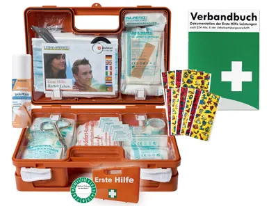 Produktbild von Erste-Hilfe-Koffer KITA PLUS incl. Sprühpflaster nach aktueller DIN/EN 13157 für Betriebe + DIN/EN 13164 für KFZ - incl. Verbandbuch
