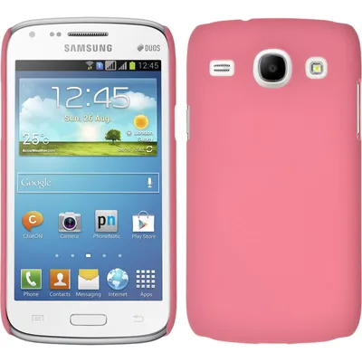Produktbild von PhoneNatic Case kompatibel mit Samsung Galaxy Core - Hülle rosa gummiert Hard-case + 2 Schutzfolien