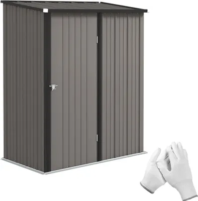 Image de Abri de jardin en métal, porte verrouillable, 161,5 x 94,5 x 196 cm