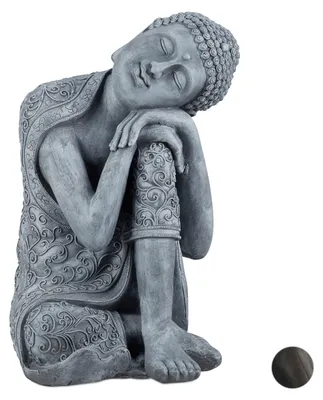 Buddha-Figur sitzend 60 cm, wetterfest, frostbeständig, grau, innen & außen