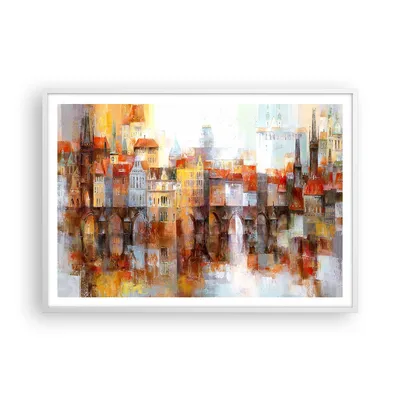 Produktbild von Gerahmtes Poster - Weißer Rahmen - Stadt Mietshaus - 100x70 cm - Wand Bild - Wanddeko - Wandbilder - Kunstposter - Wandposter - Bilderrahmen - Bilder - Kunstdruck - Wandbild - P2WAA100x70-3476