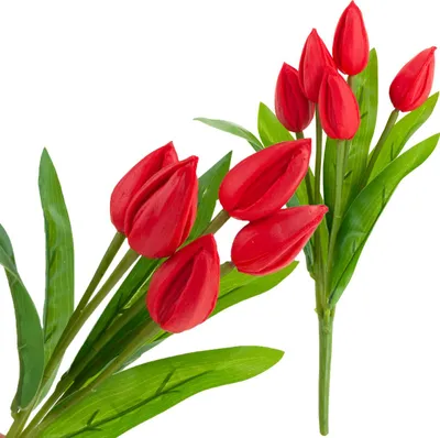 Zdjęcie produktu dla Cv26806-5  Tulipan Bukiet Tulipanów Czerwony Piękny Jak Żywy Tulipany Piankowe Sztuczne