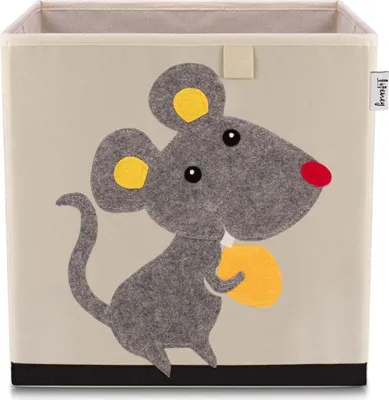 Produktbild von Lifeney Kinder Aufbewahrungsbox I praktische Aufbewahrungsbox für jedes Kinderzimmer I Kinder Spielkiste I Niedliche Spielzeugbox I Korb zur Aufbewahrung von Kinder Spielsachen (Maus hell)