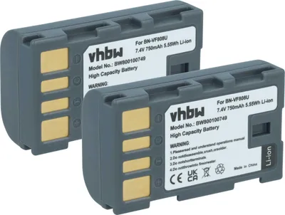 Produktbild von vhbw 2x Akku kompatibel mit JVC GZ-MS120AEU, GZ-MS120BEU, GZ-MS120, GZ-MS120SEU, GZ-MS130 Videokamera Camcorder (750 mAh, 7,4 V, Li-Ion) + Infochip