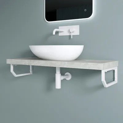 Image de doporro 2 Pièces Équerre de Fixation Blanc Plan de Toilette Étagère Tablette Murale Porte-Serviette en Acier Inoxydable 33x2x15cm WH03
