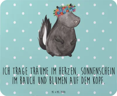 Produktbild von Mr. & Mrs. Panda Mauspad Stinktier Mädchen - Türkis Pastell - Geschenk, Raubtier, Wildtier, Skunk, Namaste, Mouse Pad, laptop, mousepad, Yoga, mousematte