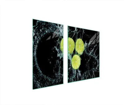 Produktbild von Herdabdeckplatten 2 teilig 90x52 Glaskeramikkochfeld Abdeckung Glas Schneidebrett Limette Schwarz