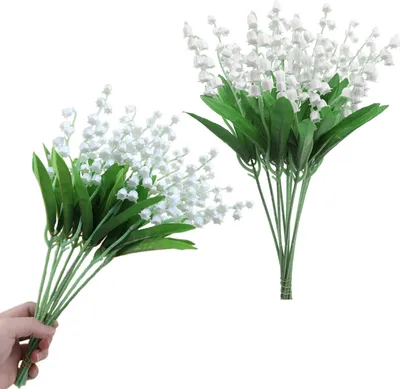 Produktbild von Künstliche Lilien der Talblumen weiße Simulation gefälschte Nachbildungative Blume mit Stielen für HochzeitsNachbildungation zu Hause