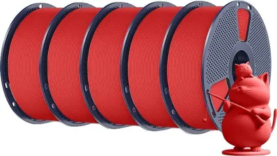 Image de filament pour imprimante 3D, matériau PLA, faible retrait, rouge