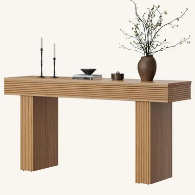 Produktbild von Konsolentisch 160 cm Vintage Braun rechteckig hinter Sofa Flur Wohnzimmer