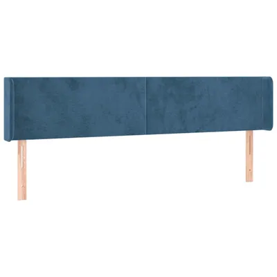 Image de vidaXL Tête de lit avec oreilles bleu foncé 163x16x78/88 cm velours