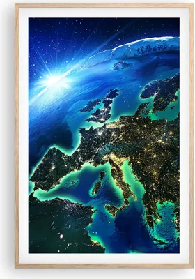 Produktbild von Gerahmtes Poster - Rahmen in heller Eiche - Nacht raum welt ansicht - 61x91,5 cm - Wand Bild - Wanddeko - Wandbilder - Wandposter - Bilderrahmen - Bilder - Kunstdruck - Wandbild - P2NPA61x91-2816