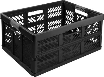 Produktbild von Stabile Profi Klappbox 45L 54x37x28 Einkaufskiste klappbar Soft-Griffe Schwarz