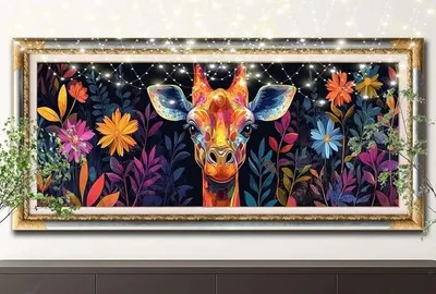 Imagen del producto de Kit de pintura con diamantes 5D para adultos, tamaño grande (70x200 cm), diseño de jirafa, paisaje. Pintura con diamantes, ideal para niños, manualidad de bordado con cristales, kit de pintura para oficina, decoración de paredes, regalos. Modelo 55F-14876