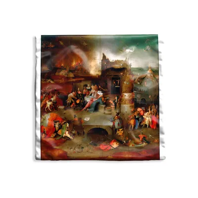 Obrázek produktu pro MuchoWow® Povlak na polštář - 40x40 - Pokušení svatého Antonína - obraz Hieronymus Bosch -Imitaceační povlak na polštář