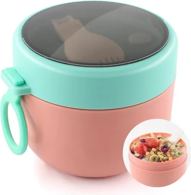Produktbild von Müslibecher to go Kinder Snackbox mit Klapplöffel Nordic Rot 650ml