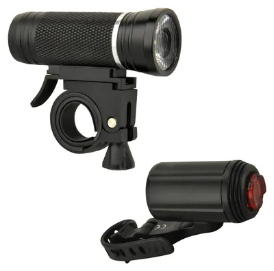 Productafbeelding van Led fietsverlichtingsset - 30/15 lux - Aluminium - Zwart