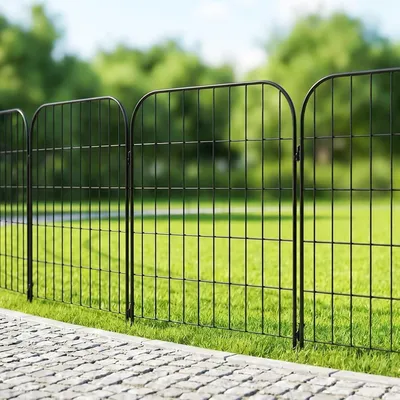 Zdjęcie produktu dla Ogrodzenie metalowe dekoracyjne - Płot ogrodowy - 5 paneli - 76 x 56 cm - Odporne na rdzę - Czarne