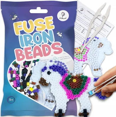 Produktbild von La Manuli Bügelperlenplatte Einhorn mit Vorlage & Gratisperlen, transparent, Zubehör ab 5 Jahren