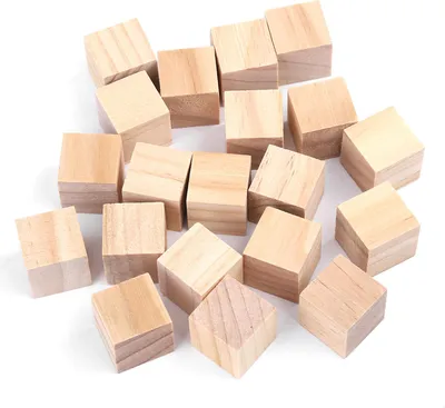 Productafbeelding van 20 houten blokjes van 20 mm, naturel hout, vierkant, glad en niet giftig, voor doe-het-zelf projecten en knutselen – veelzijdige materialen voor handwerk