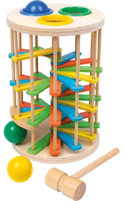 Produktbild von small foot Klopfkugelturm XL aus Holz, lustiges Klopfspiel mit DREI Kugeln und e