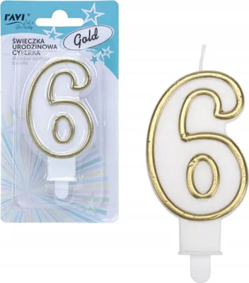 Obrázek produktu pro Narozeninová svíčka číslo 6 zlatá