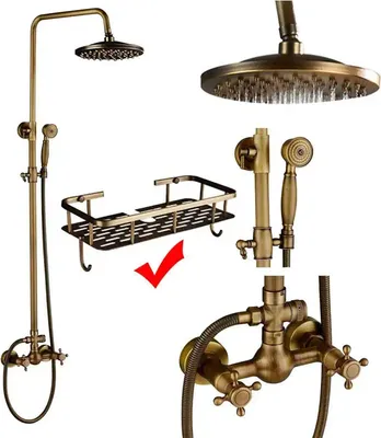 Obrázek produktu pro Mosazná sprchová baterie, dešťová sprcha, ovládání dvěma rukojeťmi, starožitná mosaz A02