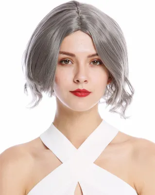 Produktbild von WIG ME UP Perücke kurz Longbob Mittelscheitel wellig grau YZF-4359-171
