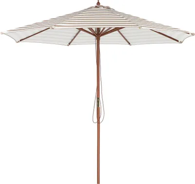 Zdjęcie produktu dla BELIANI Parasol ogrodowy beżowy biały drewniany ø 260 cm otwór wentylacyjny składany współczesny