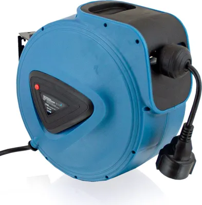 Produktbild von Bituxx® 15m Kabeltrommel Strom Stromkabel Verlängerungskabel Steckdose Automatik Kabelaufroller mit Stopfunktion für Wandmontage (15m / 15 Meter) MS-17759
