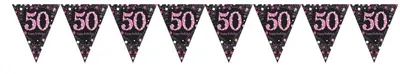 Produktbild von Riethmüller Wimpelkette 50 Sparkling Celebrations pink schwarz/pink