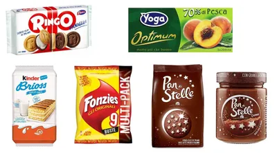 Produktbild von Kinder Kit Snacks Kekse Fruchtsäfte Maissnack Schokoladencreme 6 Stück Pavesi Kinder Mulino Bianco Yoga Fonzies Pan di Stelle