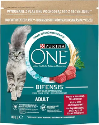 Zdjęcie produktu dla PURINA One Bifensis Adult Wołowina i Pełne Ziarna 800g - Sucha Karma dla Kota