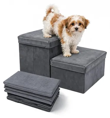 Image de Escalier pliable pour animaux de compagnie, avec espace de rangement, idéal pour les chiens et les chats