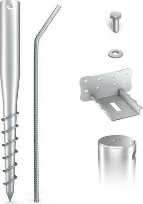 Produktbild von MAXERIO® 80 cm 1er Base-Set Schraubfundamente inkl. Konsole (feuerverzinkt); Ø 60 x 2; M12