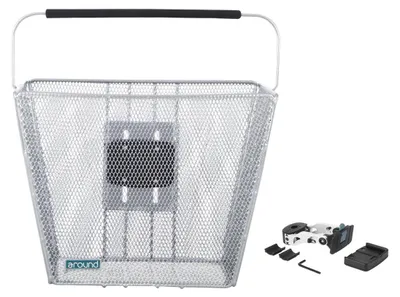 Produktbild von Vorderradkorb Around Ace silber 34x24x26 cm m. Steuerkopfhalter
