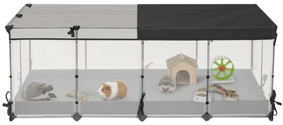 Zdjęcie produktu dla Klatka dla małych zwierząt do użytku wewnątrz, z wodoodpornym dnem | Biała | 144x74x57 cm