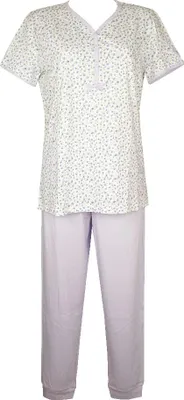 Produktbild von Damen Pyjama RAGNO V-Kragen Seraph Kurzarmhose lang reiner Baumwolljersey Artikel DM68N8, Taglia 46, Cotone 100%