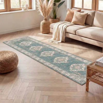 Produktbild von Vintage Läufer - Spring Medaillon Grün Creme