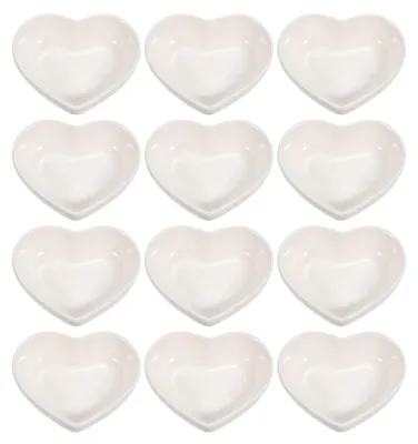 Imagen del producto de Omgoods - Juego de 12 cuencos de porcelana con forma de corazón - Ideales para aperitivos y salsas