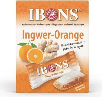 Obrázok produktu pre Ibons Zázvor Orange Box Žuvacie cukríky 60 g