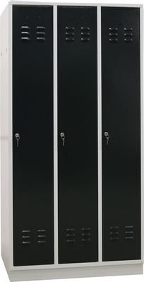 ADB Spind / Umkleideschrank aus Stahl 3-türig Lichtgrau (RAL 7035) / Anthrazitgrau (RAL 7016)